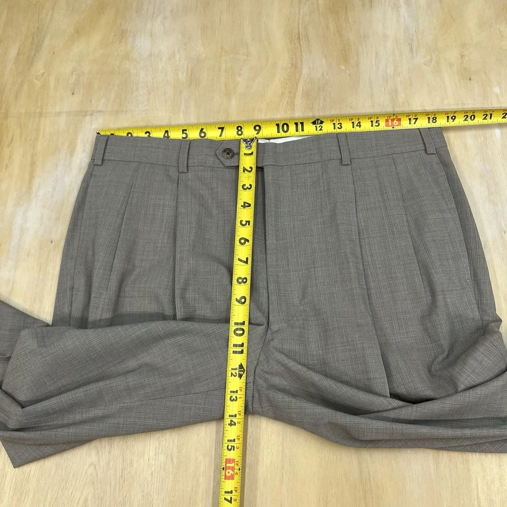Brooks Brothers Suit Mens 43R Wool Pleated Pants 37x32 (Unhemmed) Tan